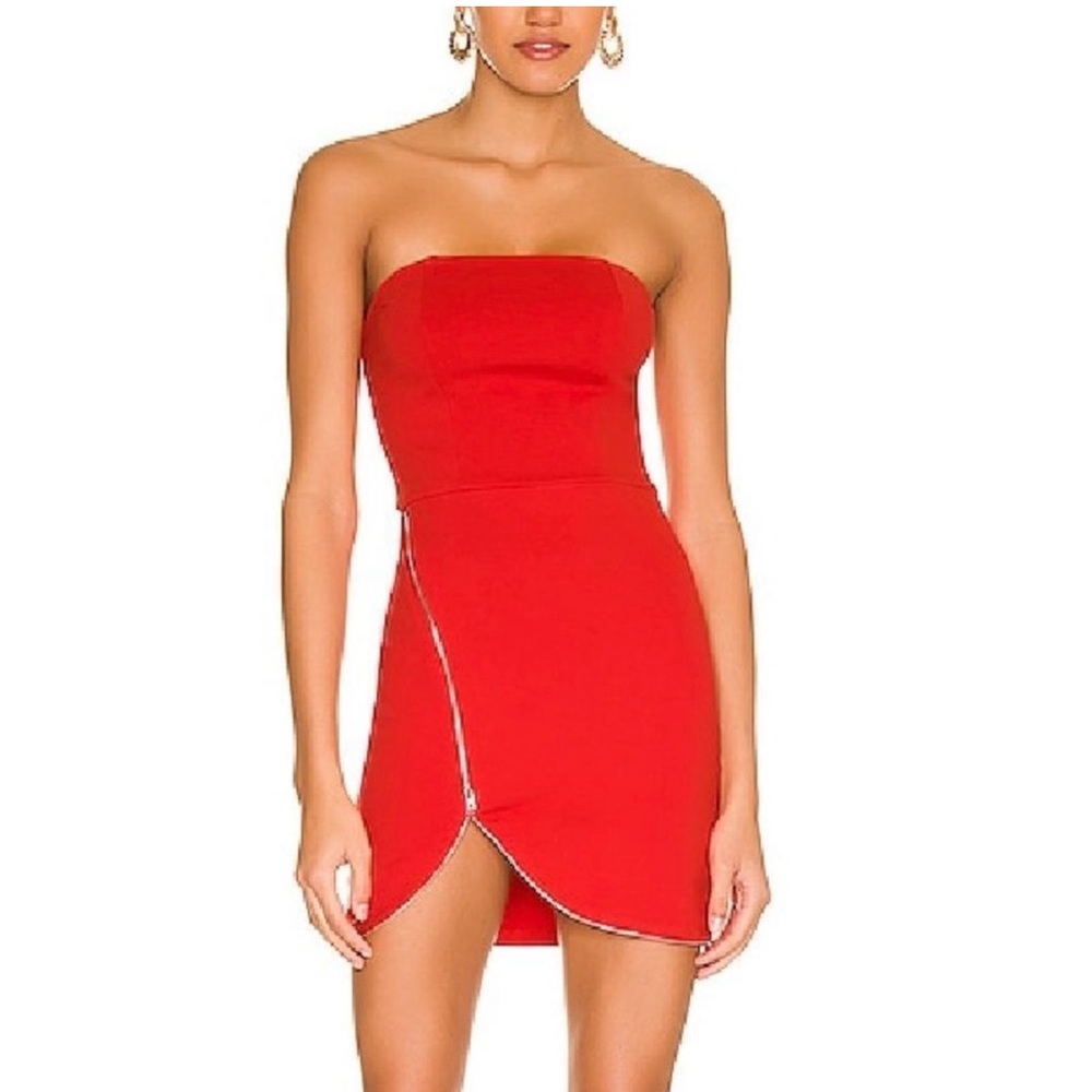 Superdown Nyla’s Red Strapless Front Zip Mini Dre… - image 1